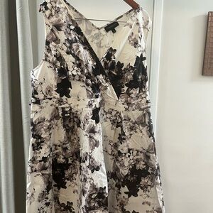 Lane Bryant Black and Gray A-line Midi Dress V-neck Sleeveless